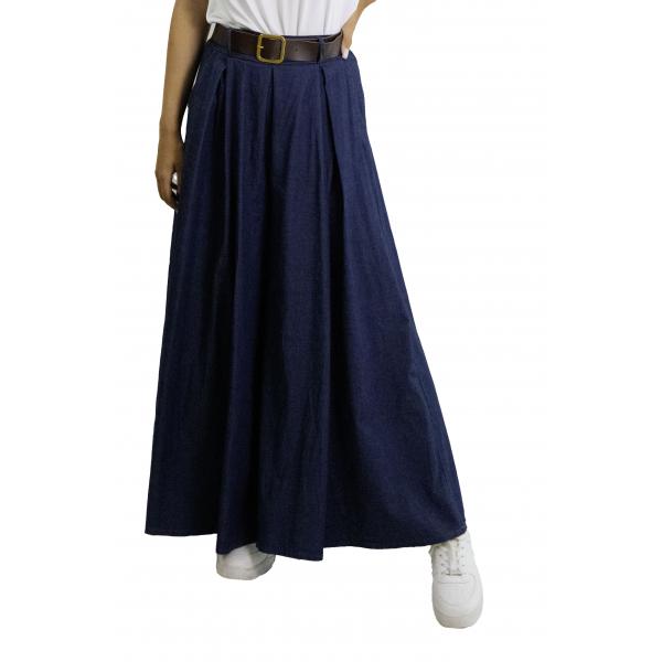 Pantagonna in denim leggero con cintura